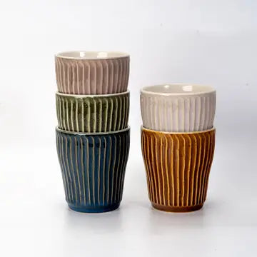Zen Ribbed Ceramic Tasting Cup Set — Set of Five